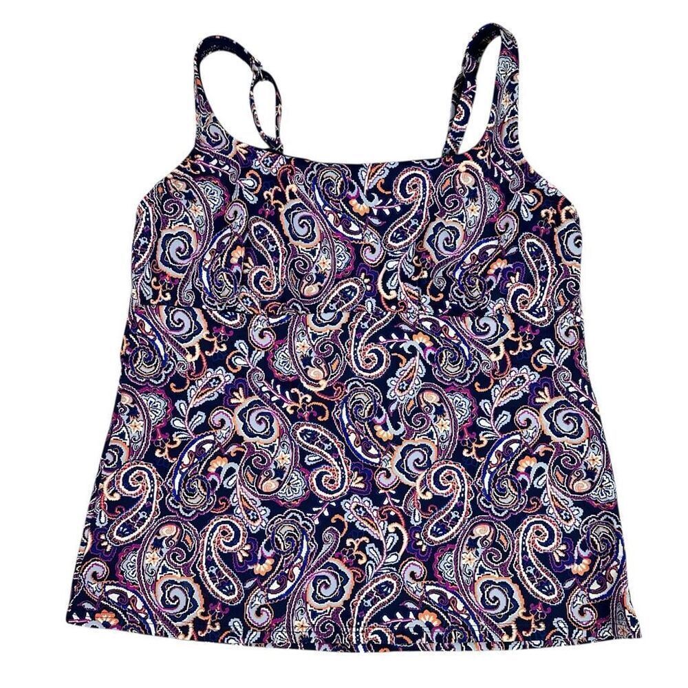 Lands End Women's Blue Paisley 12P Tankini Top